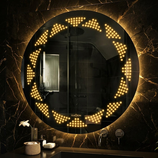 Stylish Round LED Mirror - Dimmable Double Glow