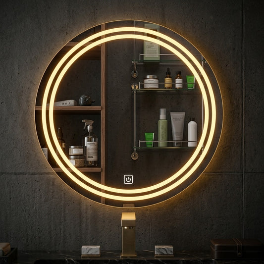Round LED Mirror - Double LED Glow