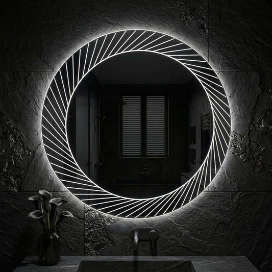 Stylish Round LED  Mirror – Touch Sensor & Dimmable