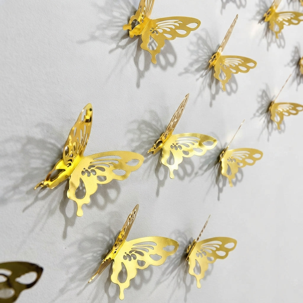 Golden & Silver 3D Acrylic Butterfly Wall Decor