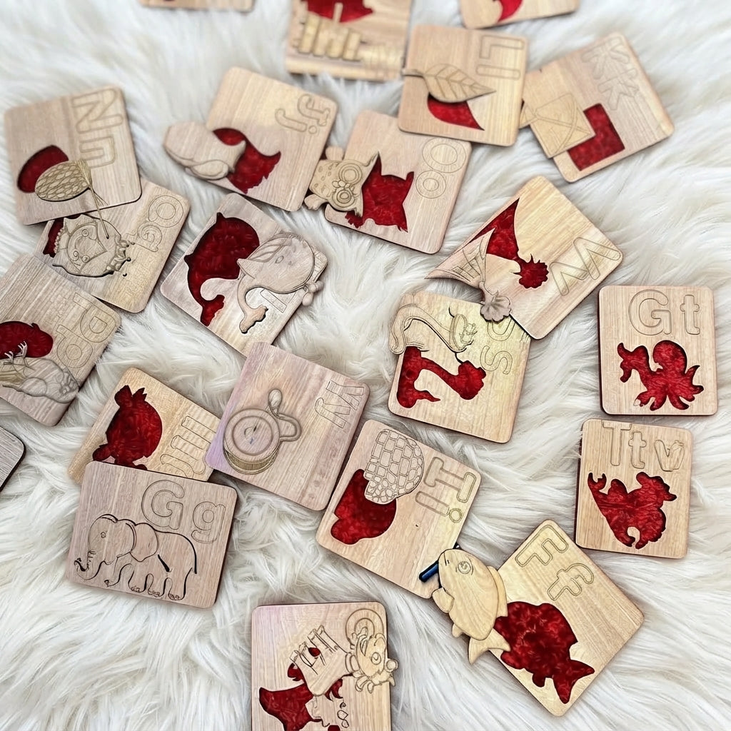 Kids Wooden Drawing Stencils /English/Urdu Alphabets Learning Puzzle Toys