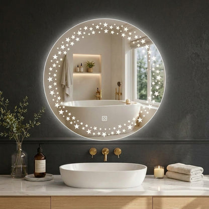 Round LED Wall Mirror – Dimmable Double Light | Touch Sensor  Mirror