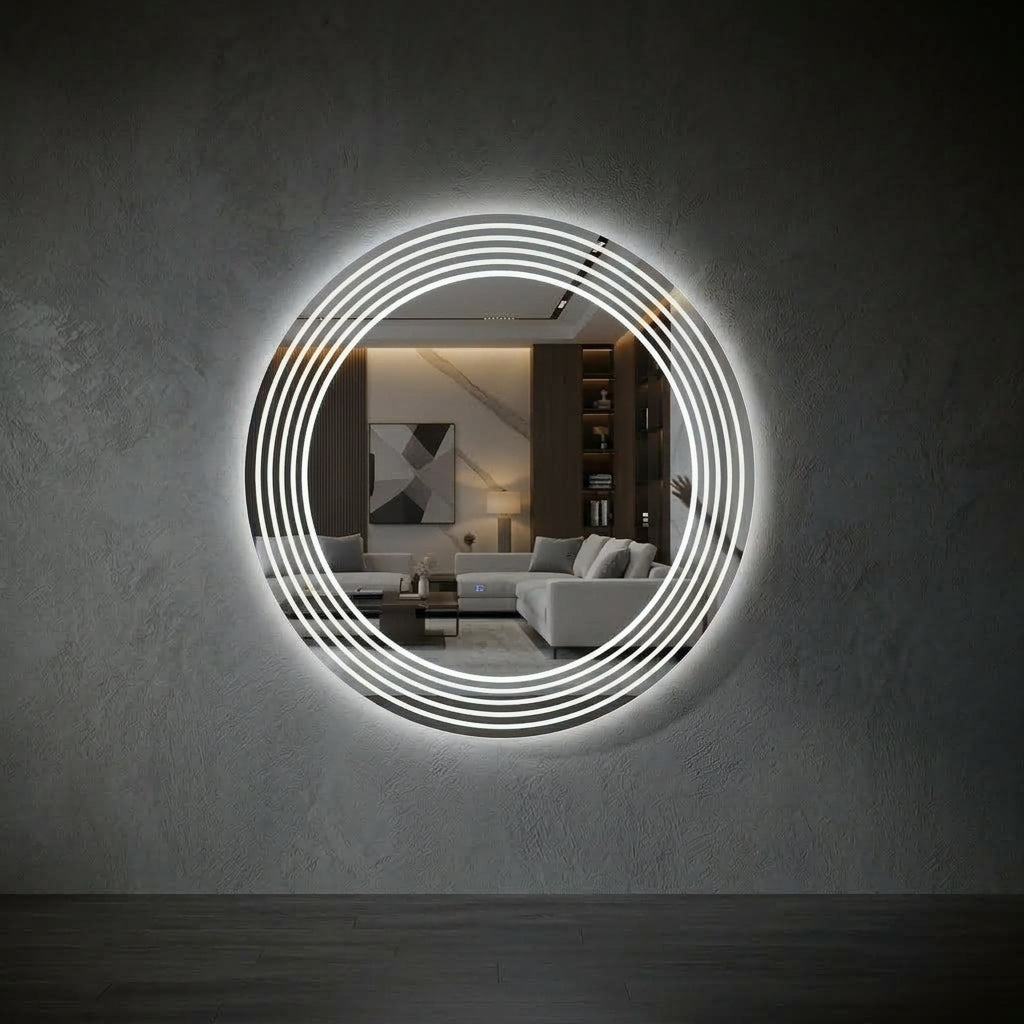 Smart Round LED Mirror - Dimmable & Touch Control