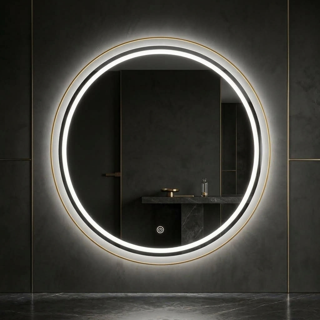 Premium Round LED Mirror - Double Glow | Touch Sensor & Dimmable