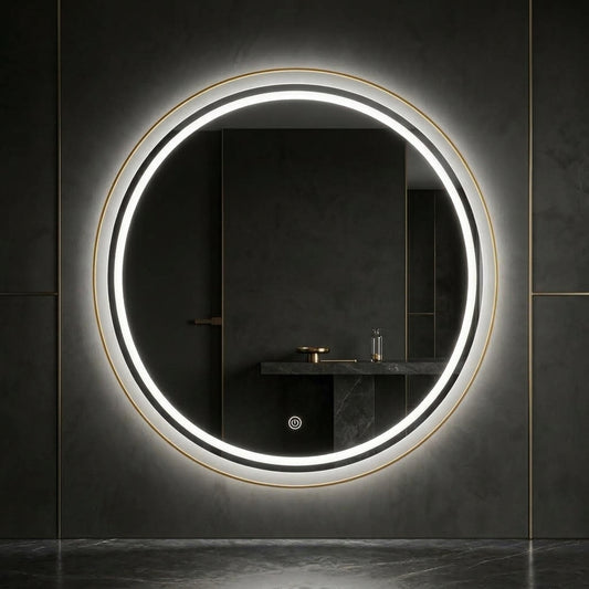 Premium Round LED Mirror - Double Glow | Touch Sensor & Dimmable