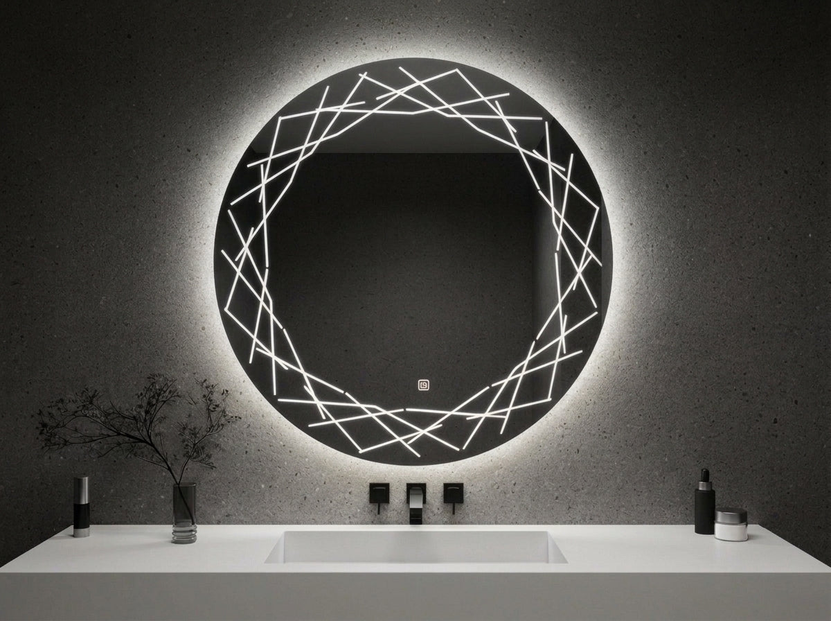 Elegant Round LED Mirror with Touch Control – Dimmable Single & Double Light