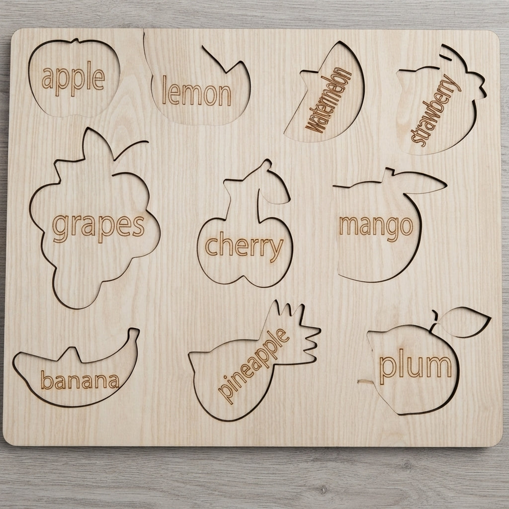 Kids Educational Cognitive Learning Puzzle Board – Shapes, Fruits & Vegetables