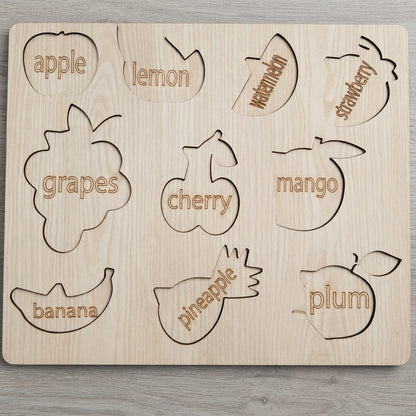 Kids Educational Cognitive Learning Puzzle Board – Shapes, Fruits & Vegetables