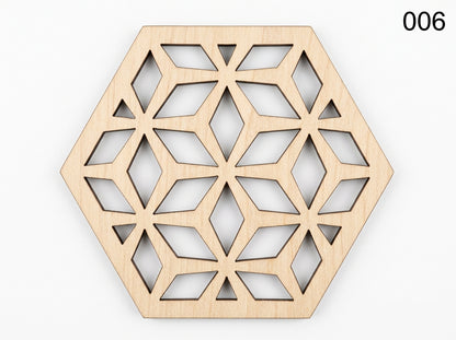 Beautiful Textured Laser Cut Tea Coffee and Glass Coaster / Mat Set of for Kitchen Home and Office - Wooden Coaster