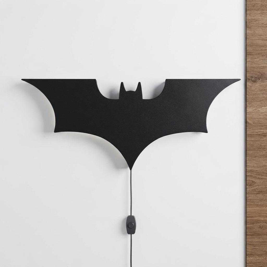 🦇 Black Batman Logo LED Light-Up Wall Decoration