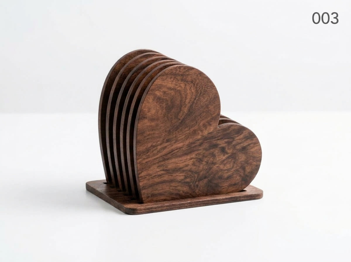 Beautiful Textured Laser Cut Tea Coffee and Glass Coaster / Mat Set of for Kitchen Home and Office - Wooden Coaster