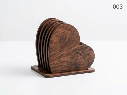 Beautiful Textured Laser Cut Tea Coffee and Glass Coaster / Mat Set of for Kitchen Home and Office - Wooden Coaster