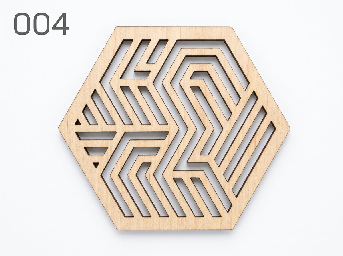 Beautiful Textured Laser Cut Tea Coffee and Glass Coaster / Mat Set of for Kitchen Home and Office - Wooden Coaster