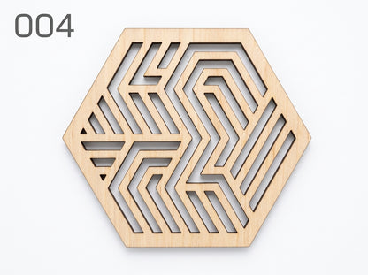 Beautiful Textured Laser Cut Tea Coffee and Glass Coaster / Mat Set of for Kitchen Home and Office - Wooden Coaster