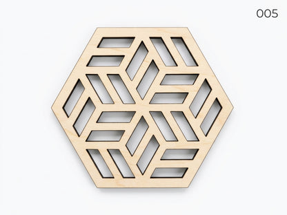 Beautiful Textured Laser Cut Tea Coffee and Glass Coaster / Mat Set of for Kitchen Home and Office - Wooden Coaster