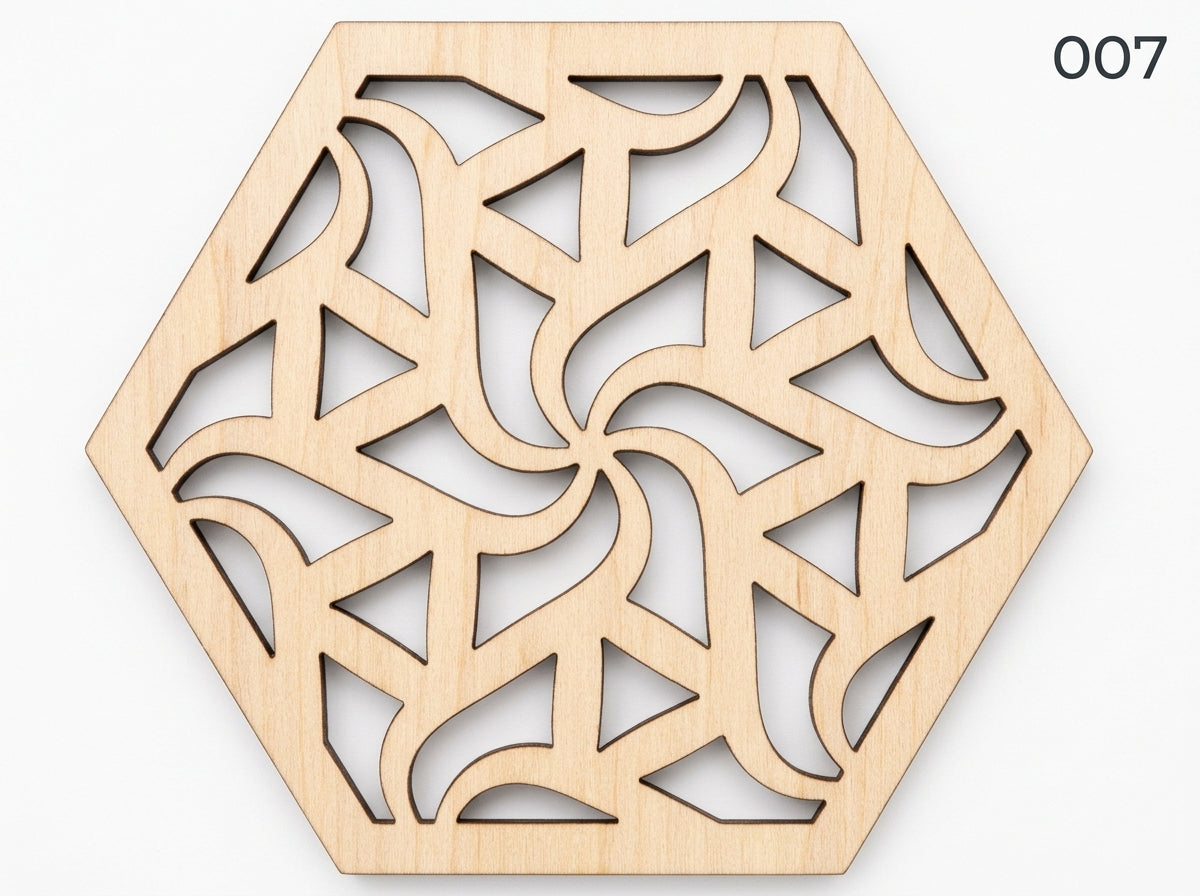 Beautiful Textured Laser Cut Tea Coffee and Glass Coaster / Mat Set of for Kitchen Home and Office - Wooden Coaster
