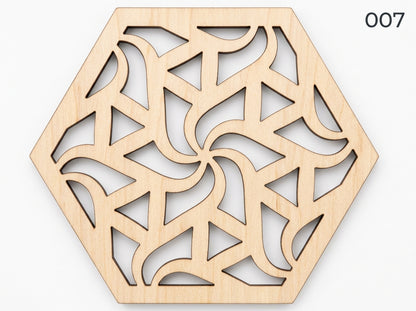 Beautiful Textured Laser Cut Tea Coffee and Glass Coaster / Mat Set of for Kitchen Home and Office - Wooden Coaster