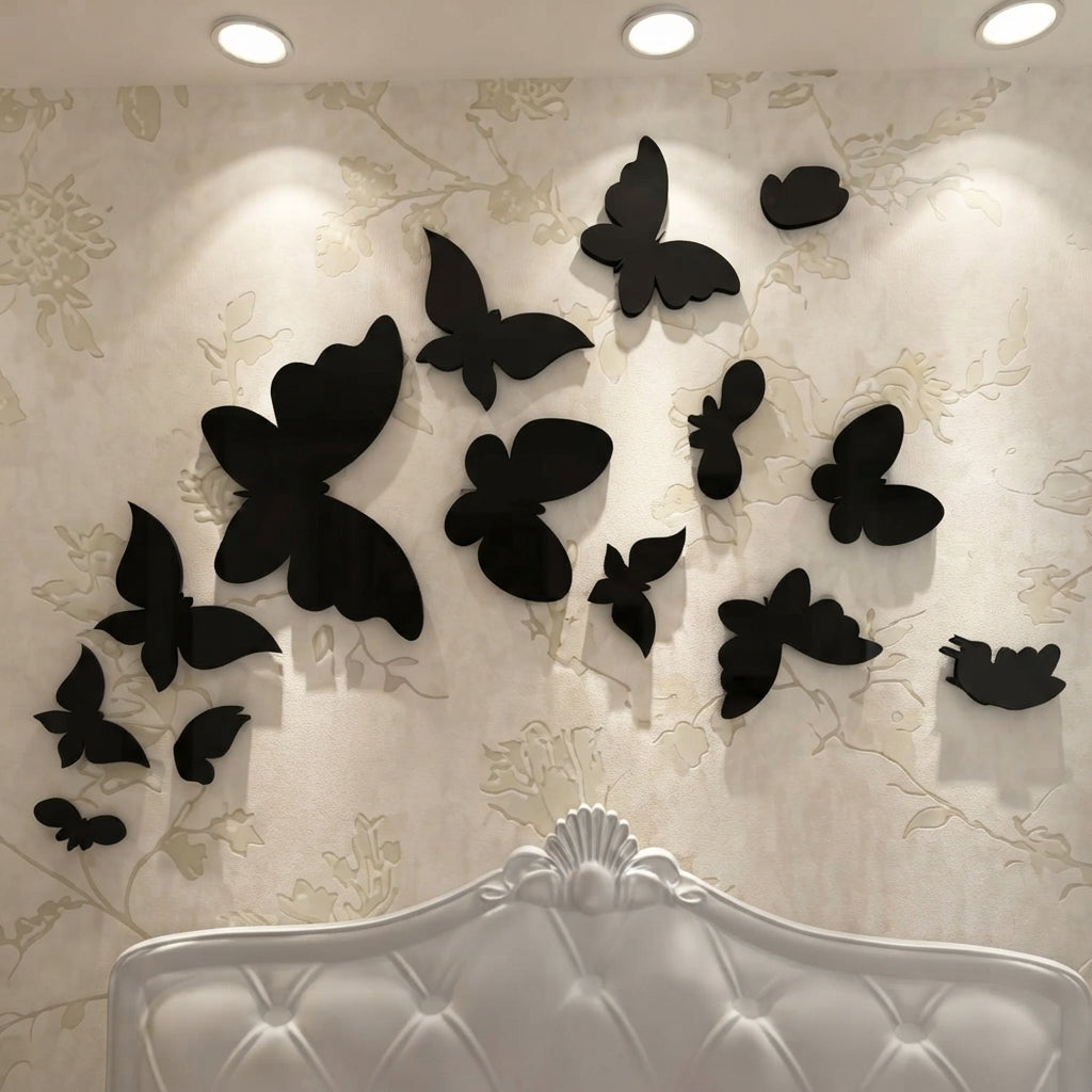 Elegant Acrylic Butterfly Set – 16 Piece Decorative Wall Art