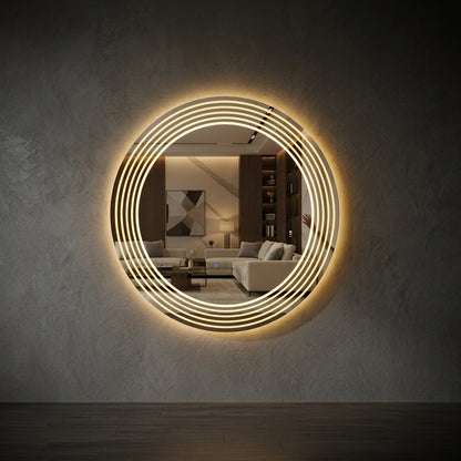 Smart Round LED Mirror - Dimmable & Touch Control