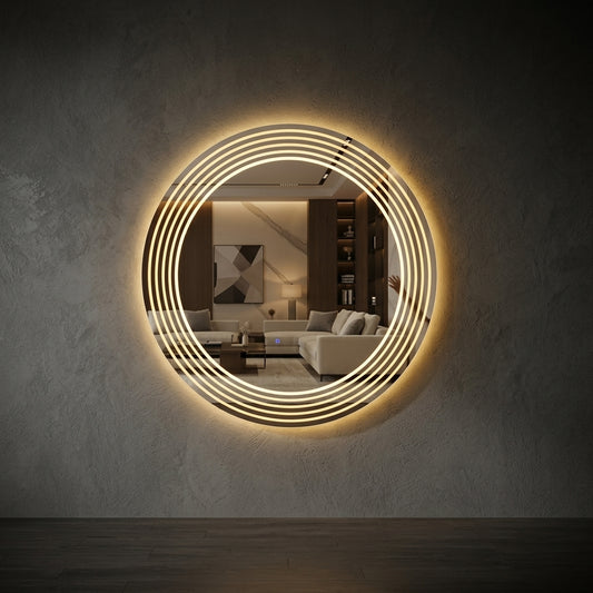 Smart Round LED Mirror - Dimmable & Touch Control