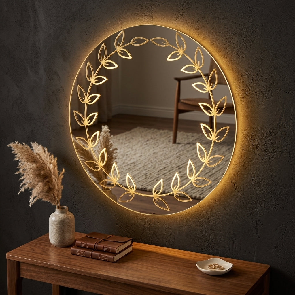 Elegant Round LED Mirror - Touch sensor