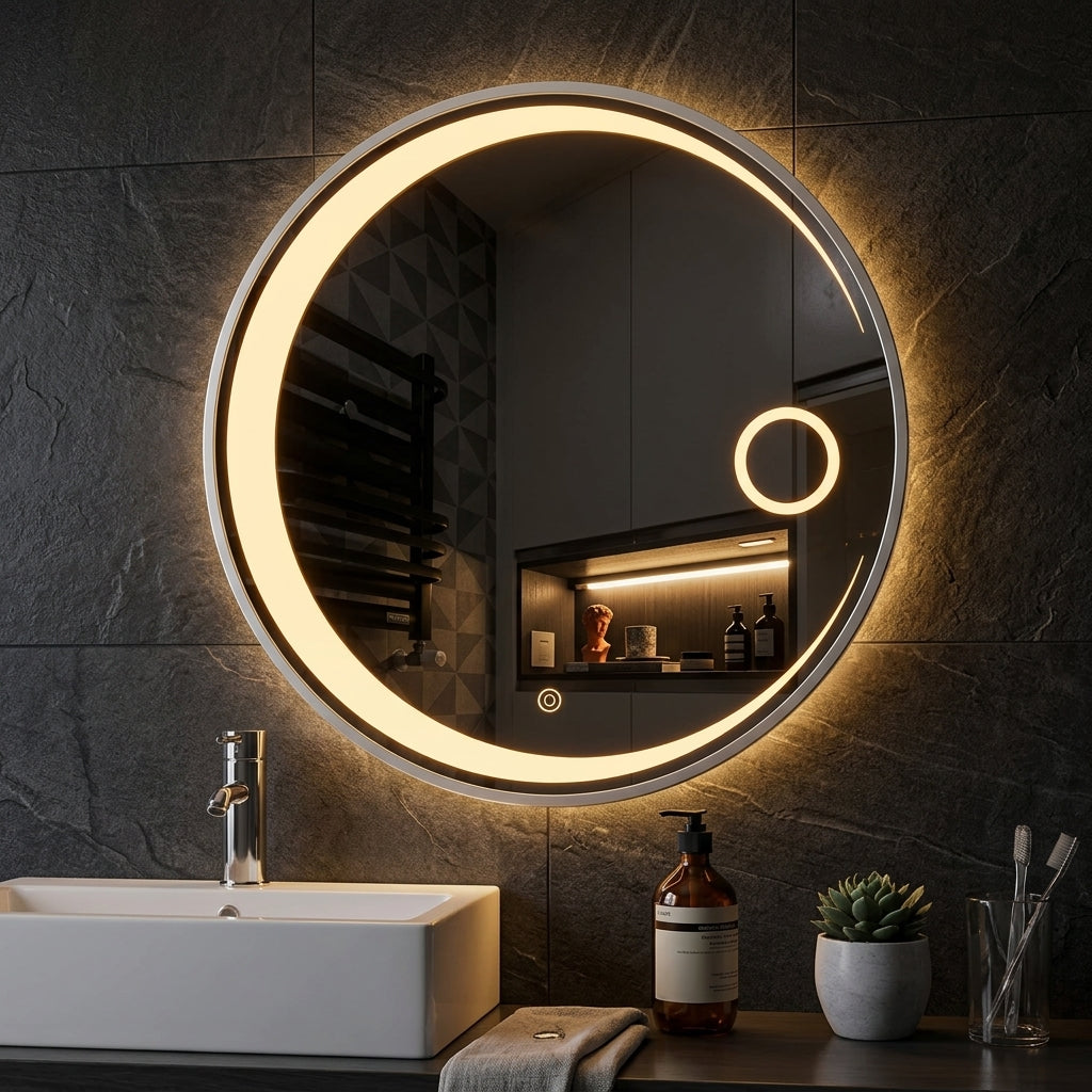 LED Wall Round  Mirror – Double LED Dimmable