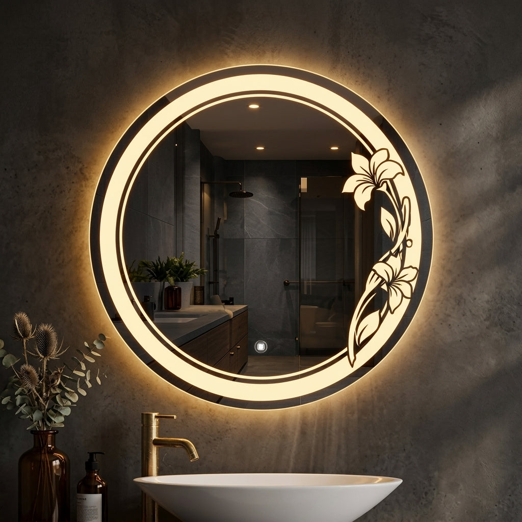 Modern Round LED Mirror - Touch Control