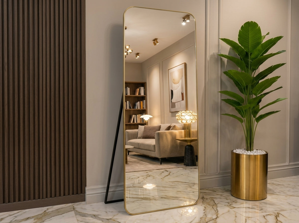 Standing Mirror Full Length – Frameless Floor Mirror | Modern Dressing Mirror (Non LED)