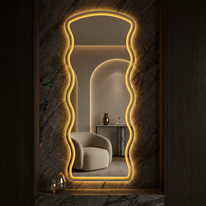 LED Wall Mirror Dimmable Double Light – Gold & Warm White | Touch Sensor Dressing Mirror