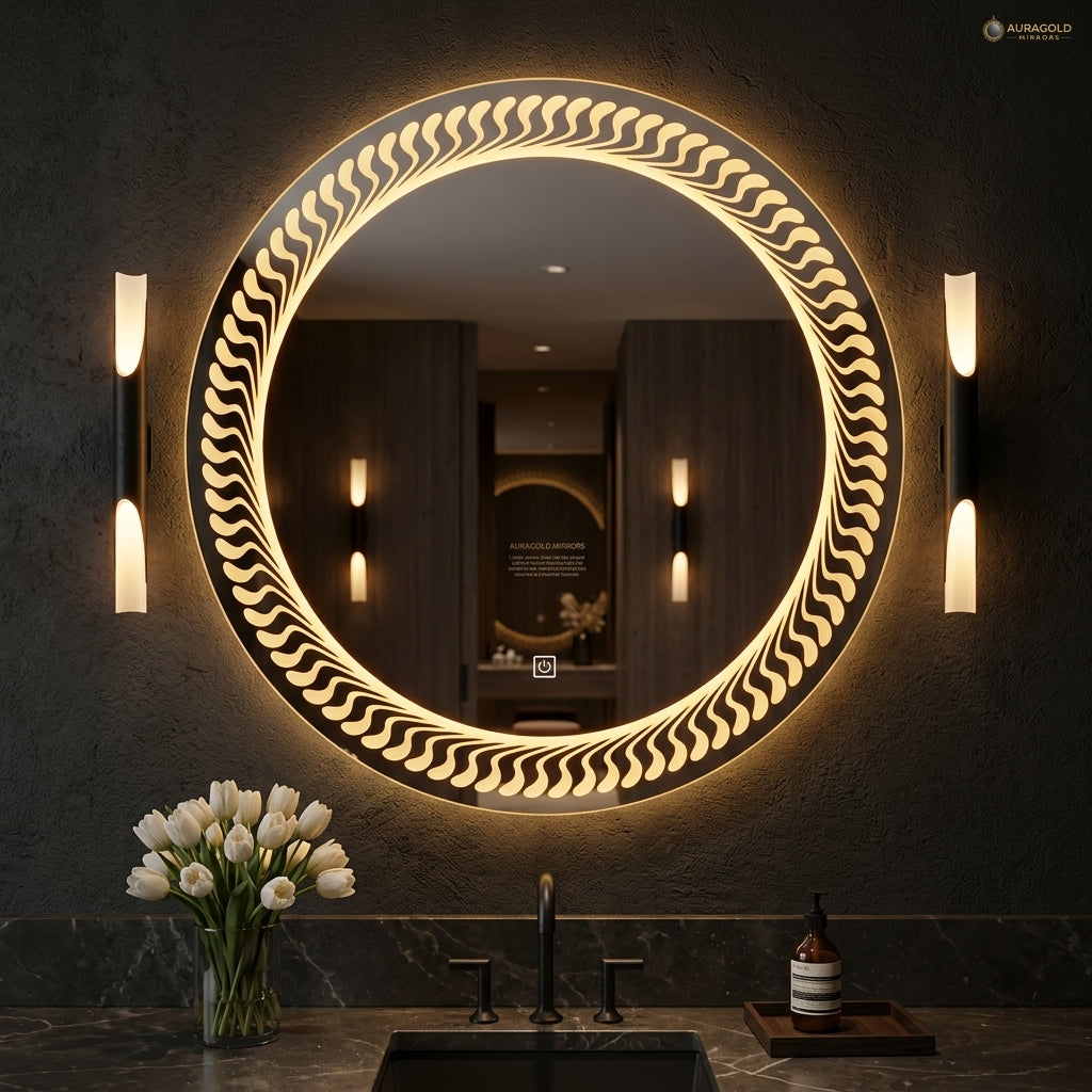 Elegant Round LED Mirror - Touch Sensor