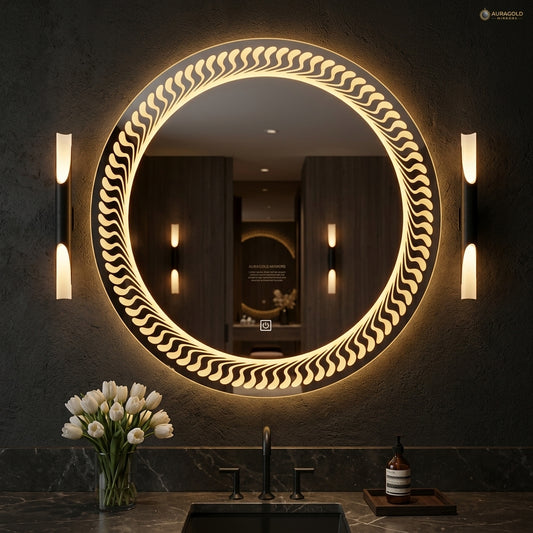 Elegant Round LED Mirror - Touch Sensor