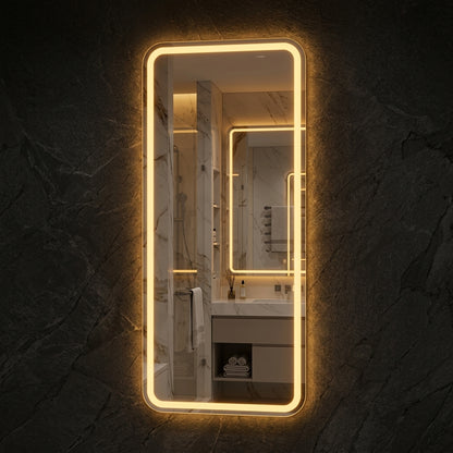 LED Dressing Mirror – Double LED Dimmable | Gold & Warm White Touch Sensor Wall Mirror