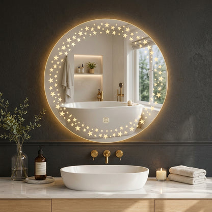 Round LED Wall Mirror – Dimmable Double Light | Touch Sensor  Mirror