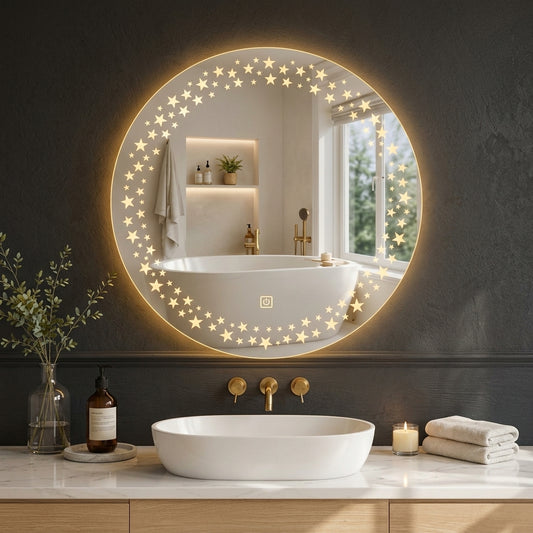 Round LED Wall Mirror – Dimmable Double Light | Touch Sensor  Mirror