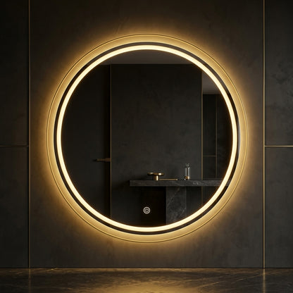 Premium Round LED Mirror - Double Glow | Touch Sensor & Dimmable