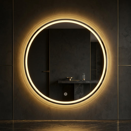 Premium Round LED Mirror - Double Glow | Touch Sensor & Dimmable