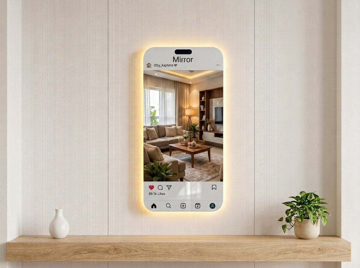 Social Media LED Mirror Frame – Instagram, Facebook, TikTok, YouTube & Snapchat