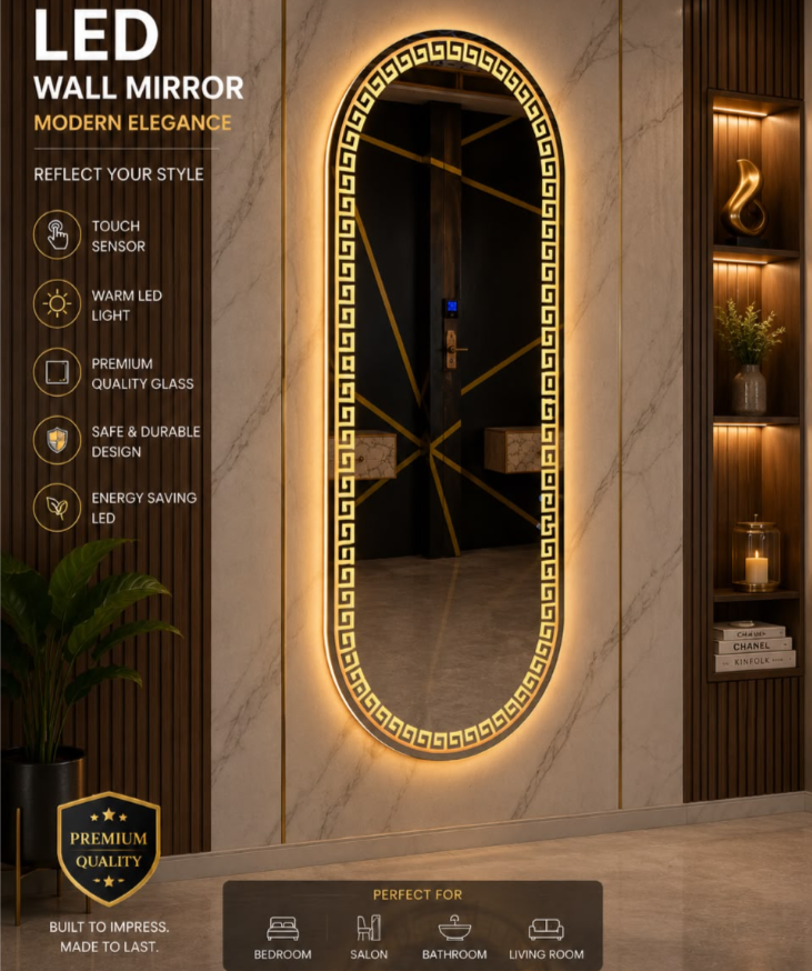 Luxury 2x5 Ft Dimmable Double LED Mirror with Touch Sensor