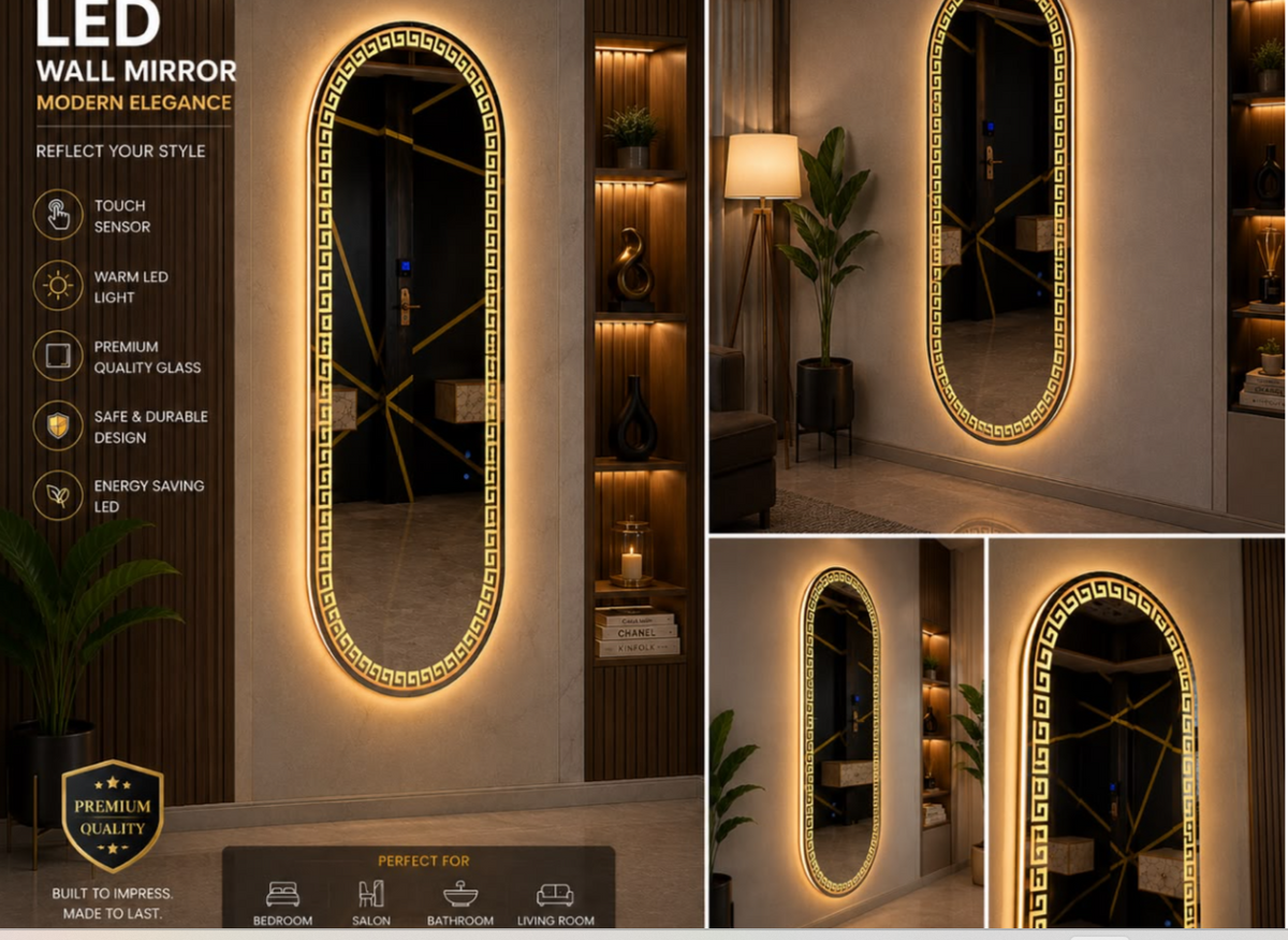 Luxury 2x5 Ft Dimmable Double LED Mirror with Touch Sensor