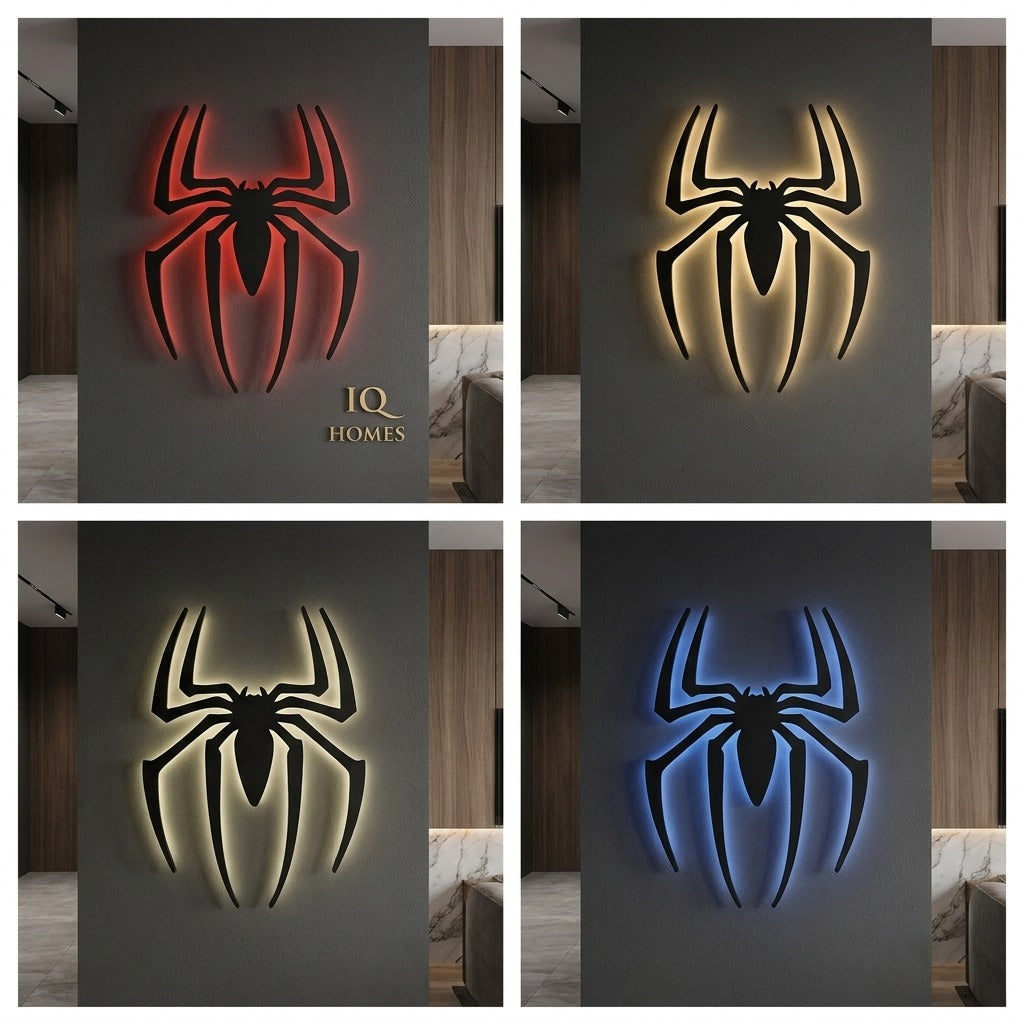🕷️ Black Spider Logo LED Light-Up Wall Decoration