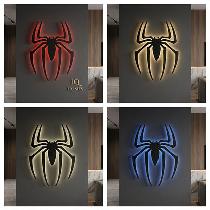 🕷️ Black Spider Logo LED Light-Up Wall Decoration