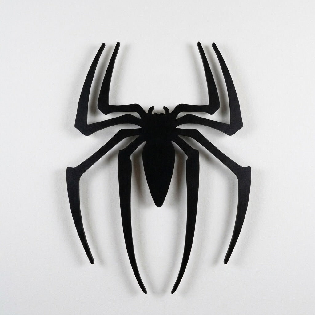 🕷️ Black Spider Logo LED Light-Up Wall Decoration
