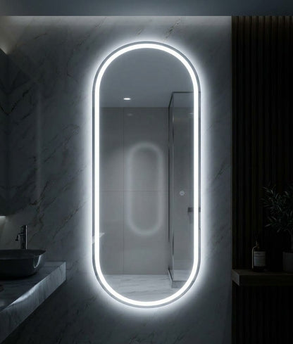 Premium LED Wall Mirror – Double LED Dimmable | Gold & Warm White Touch Sensor Mirror