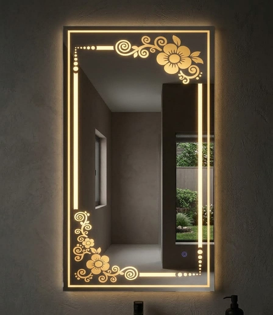 LED Wall Mirror – Double LED Dimmable | Warm White Touch Sensor Dressing Mirror