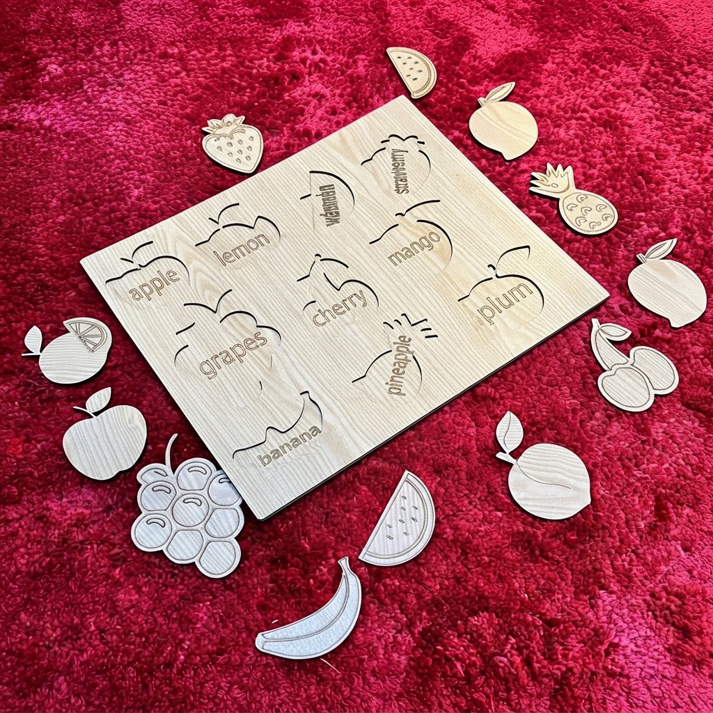 Kids Educational Cognitive Learning Puzzle Board – Shapes, Fruits & Vegetables