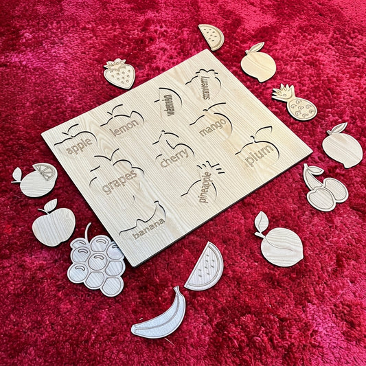 Kids Educational Cognitive Learning Puzzle Board – Shapes, Fruits & Vegetables